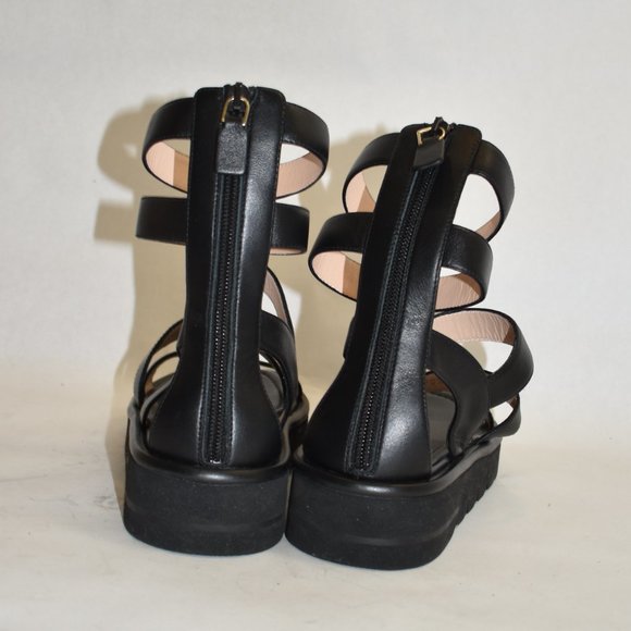 $550 Stuart Weitzman Gala Lift Leather Sandal GLADIATOR BLACK PLATFORM 8 (PA17) - Picture 9 of 12